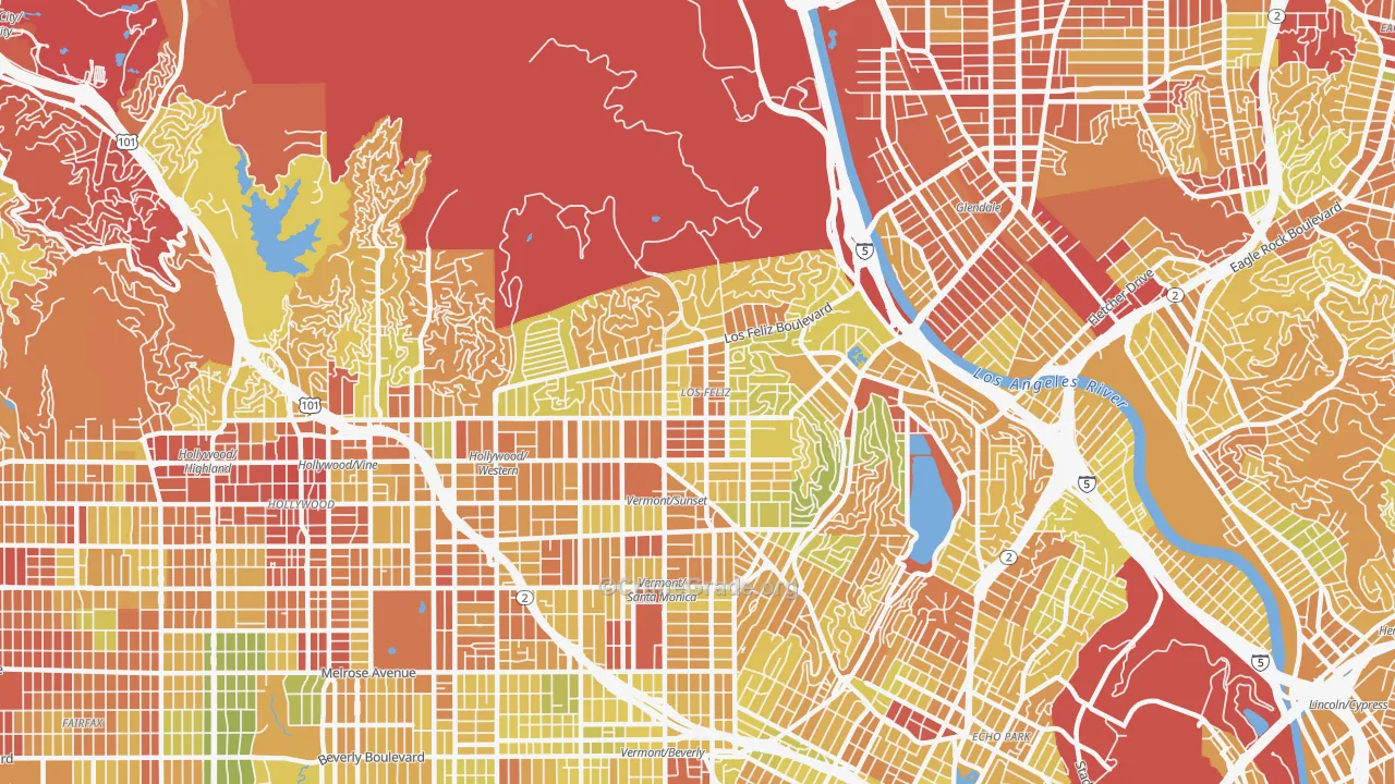 Los Feliz, Los Angeles, CA Map of Drug-Related Crime Rates