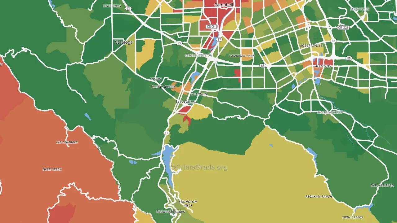 Los Gatos, CA Map of Drug-Related Crime Rates