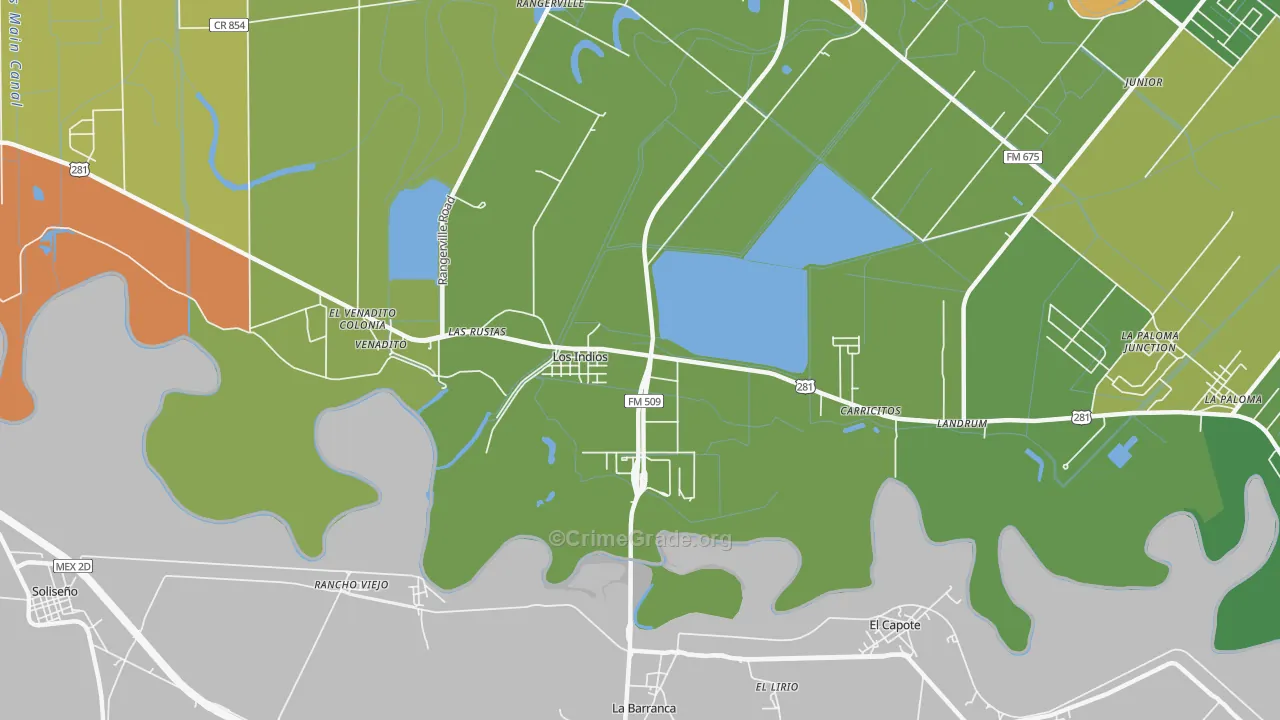 Los Indios, TX Map of Drug-Related Crime Rates