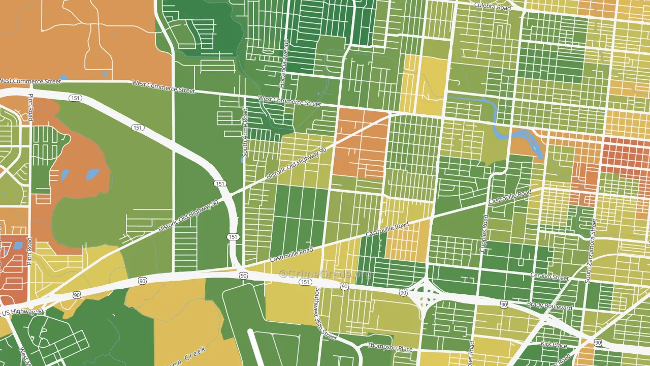 Los Jardines, San Antonio, TX Map of Drug-Related Crime Rates