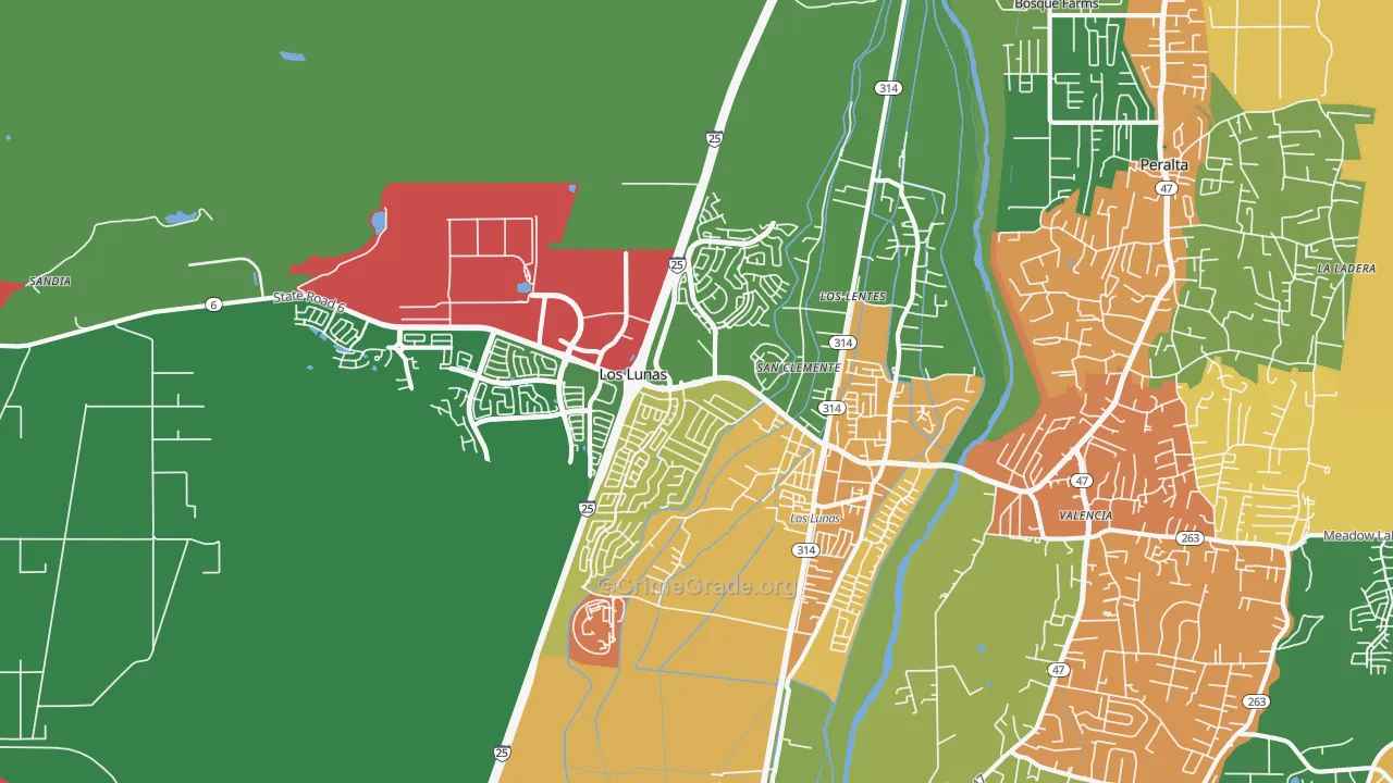 Los Lentes, NM Map of Drug-Related Crime Rates