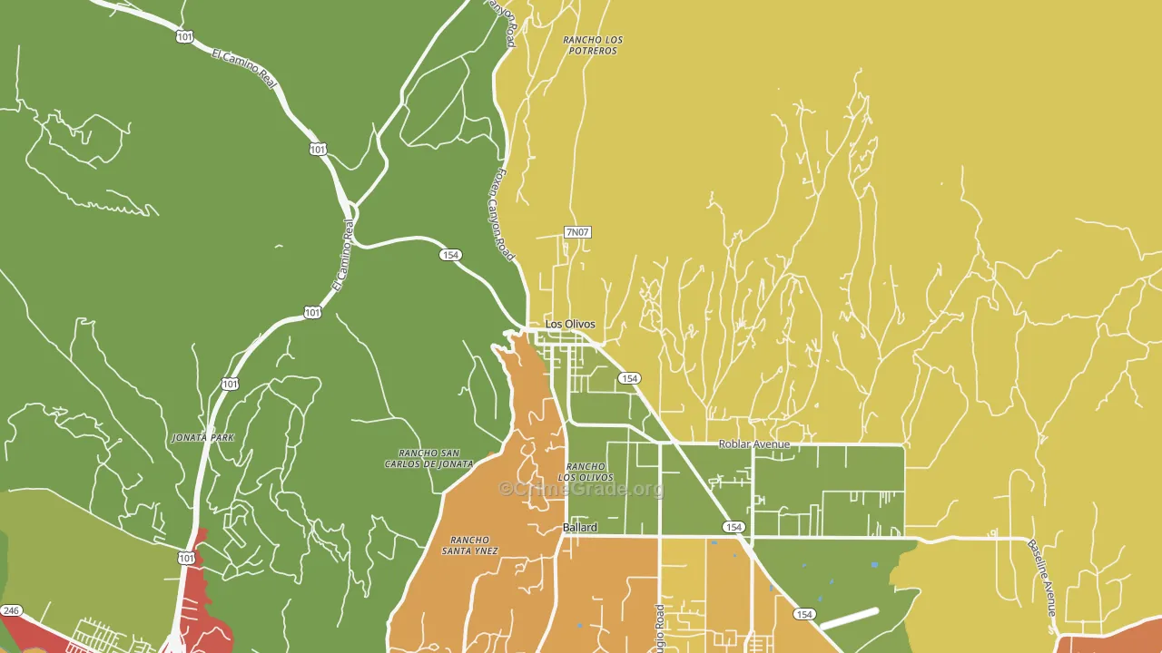 Los Olivos, CA Map of Drug-Related Crime Rates