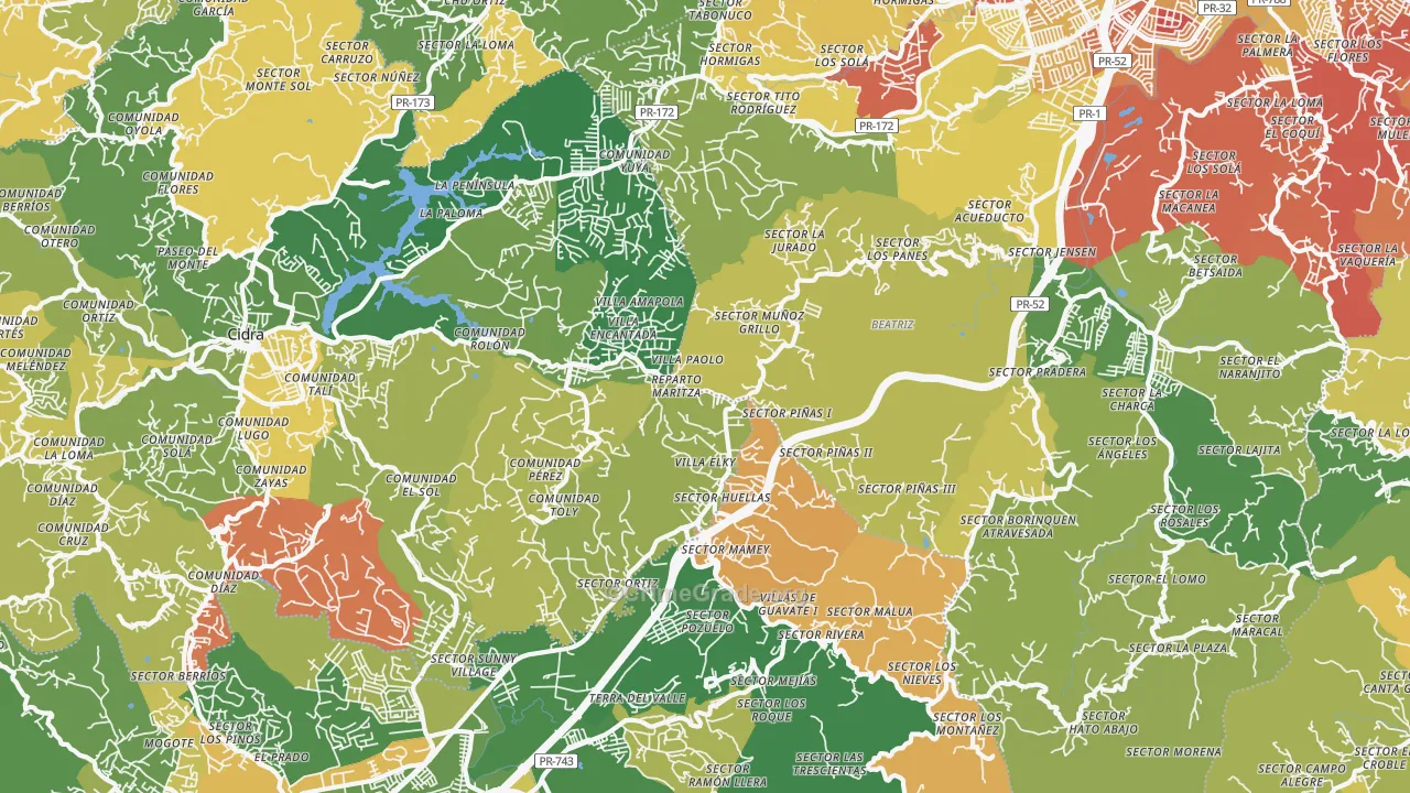 Los Panes, PR Map of Drug-Related Crime Rates