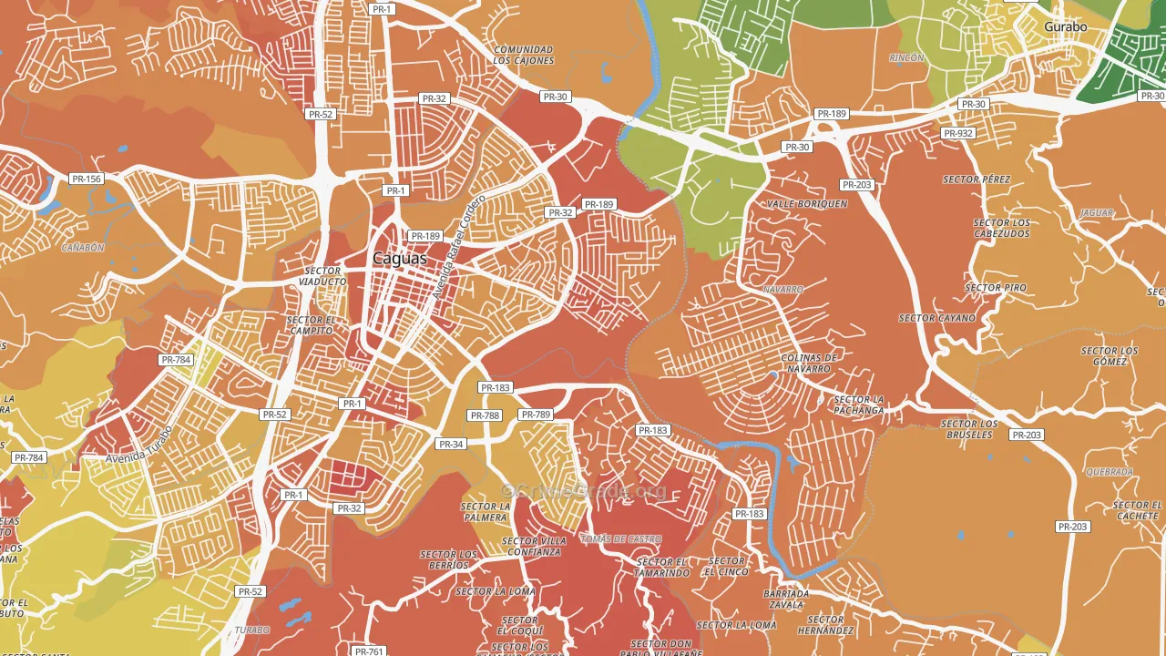 Los Prados, PR Map of Drug-Related Crime Rates