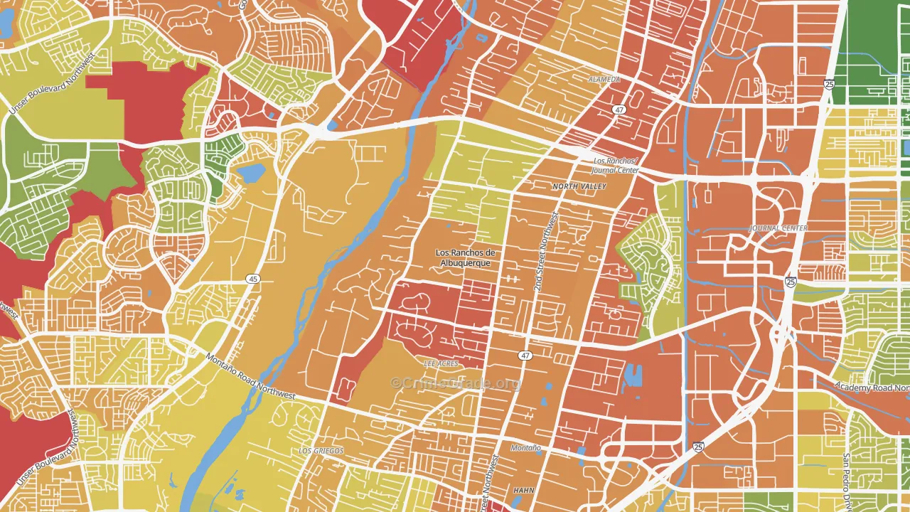 Los Ranchos de Albuquerque, NM Map of Drug-Related Crime Rates