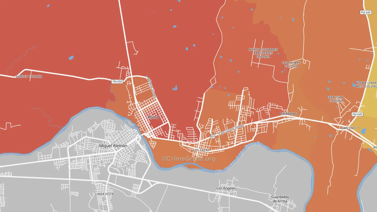 Los Saenz, TX Map of Drug-Related Crime Rates