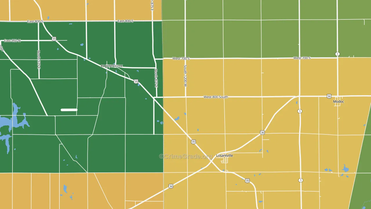 Losantville, IN Map of Drug-Related Crime Rates
