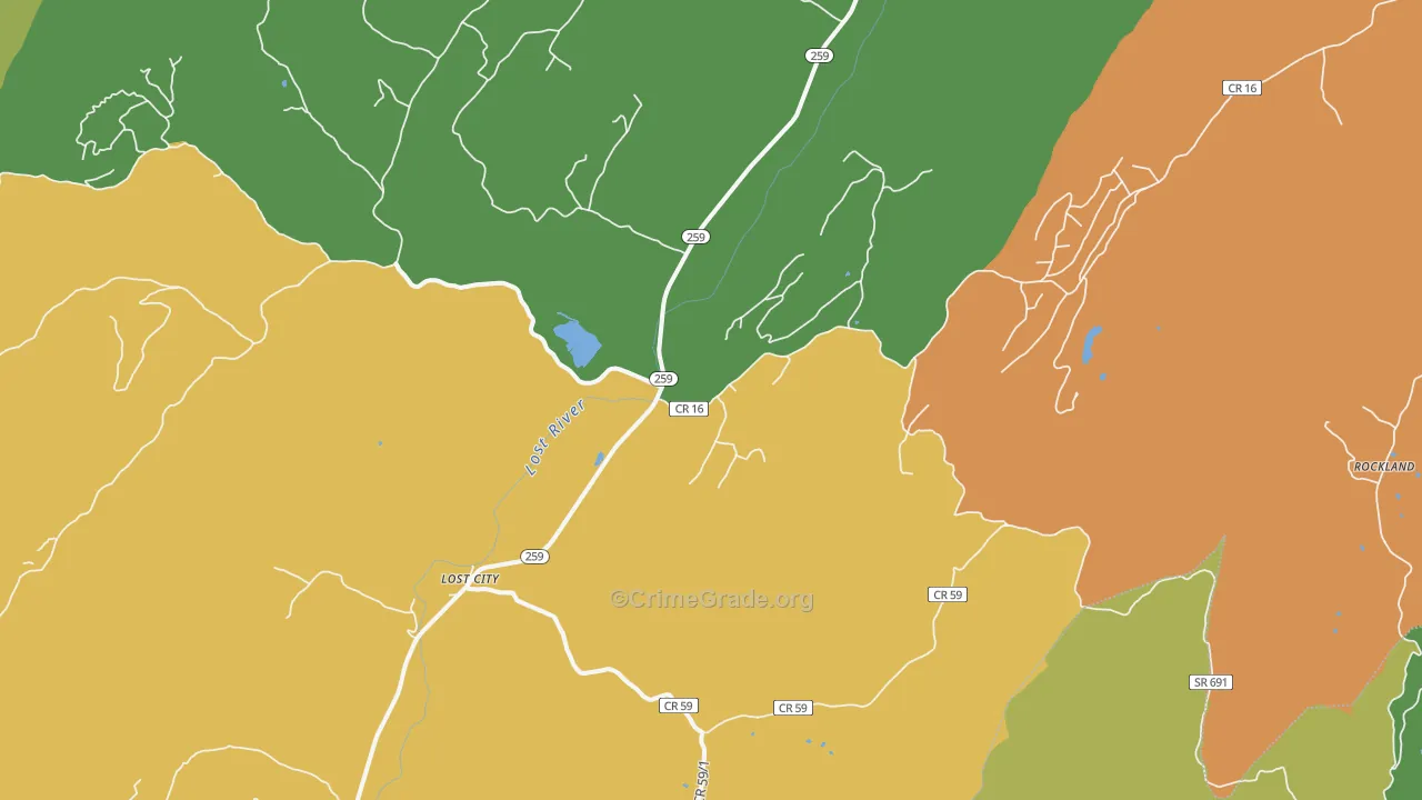Lost City, WV Map of Drug-Related Crime Rates