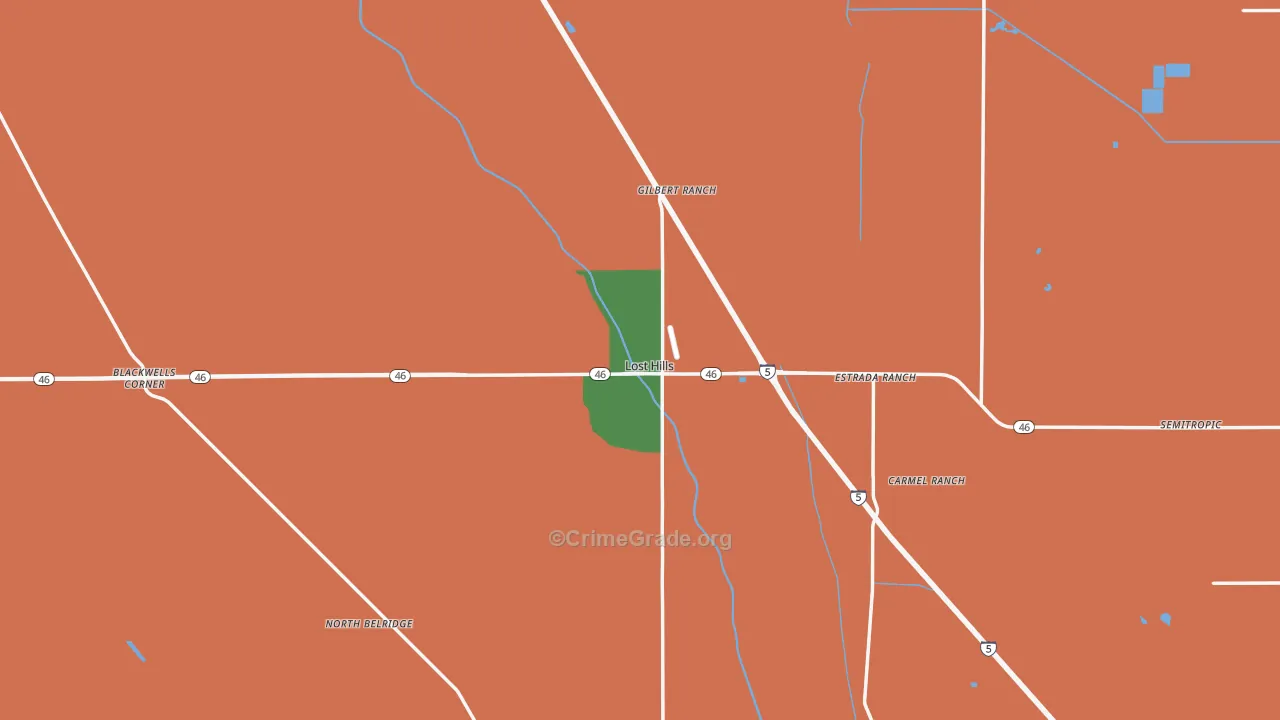 Lost Hills, CA Map of Drug-Related Crime Rates