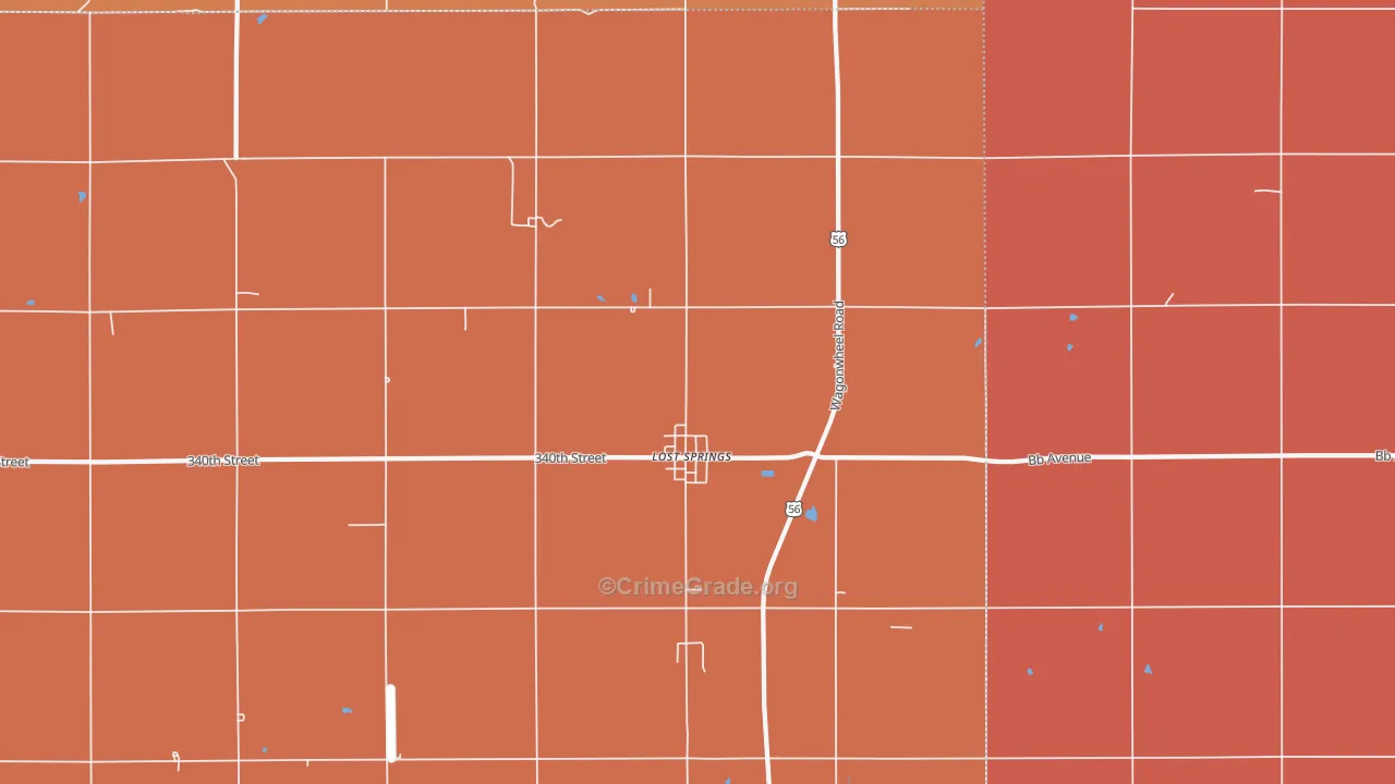 Lost Springs, KS Map of Drug-Related Crime Rates