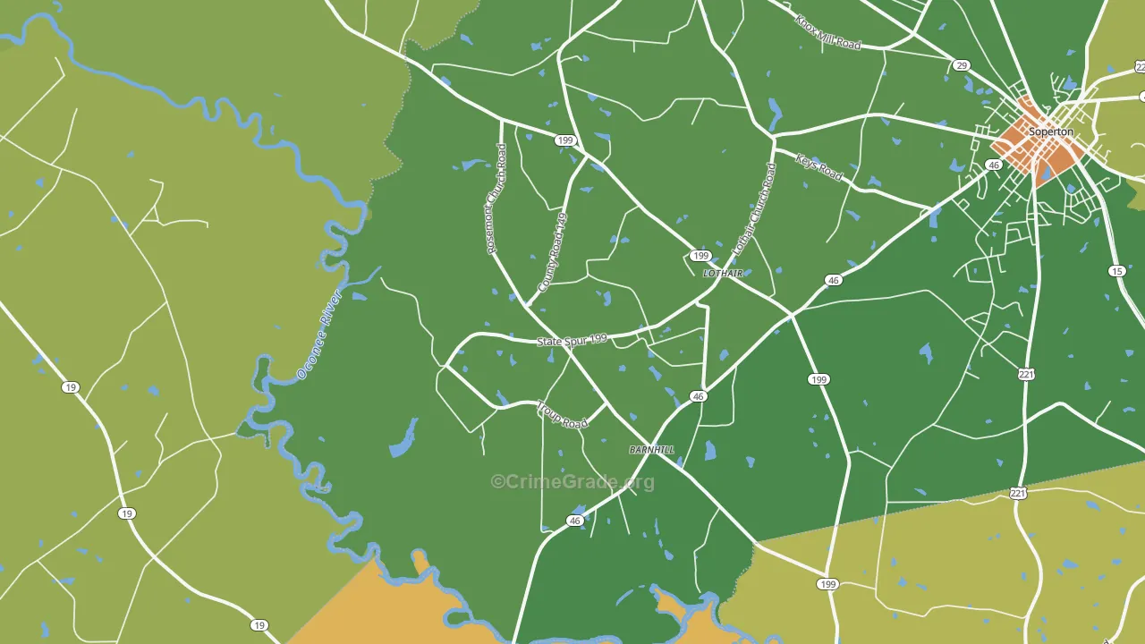 Lothair, GA Map of Drug-Related Crime Rates