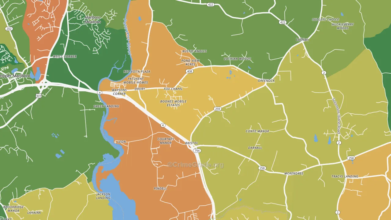 Lothian, MD Map of Drug-Related Crime Rates