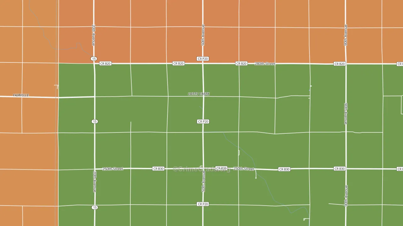 Lotts Creek, IA Map of Drug-Related Crime Rates