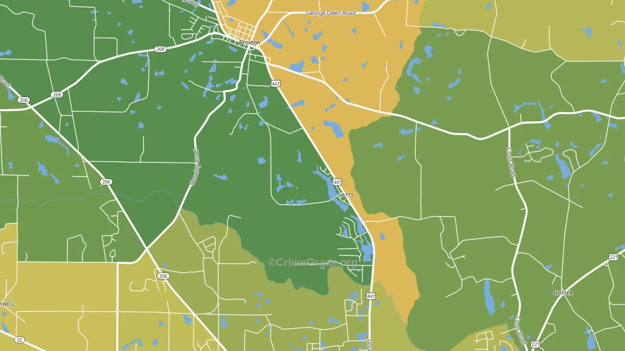 Lotts, GA Map of Drug-Related Crime Rates
