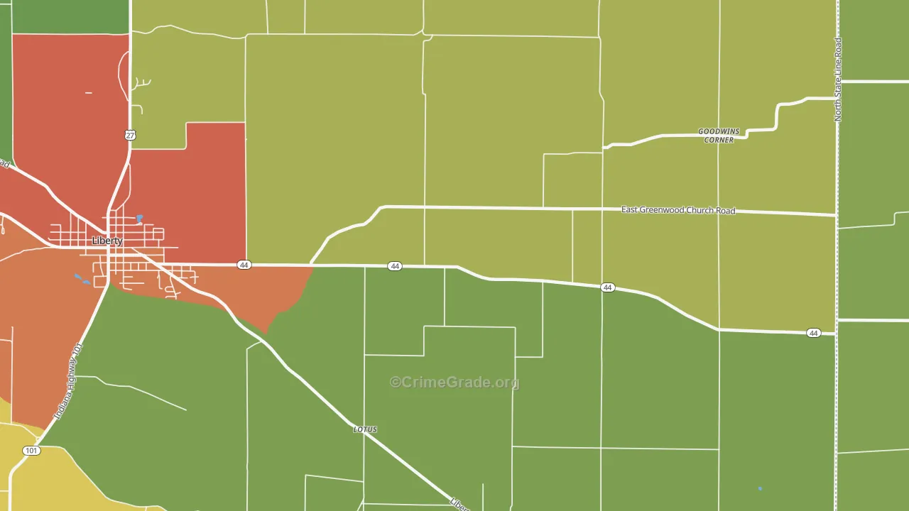 Lotus, IN Map of Drug-Related Crime Rates