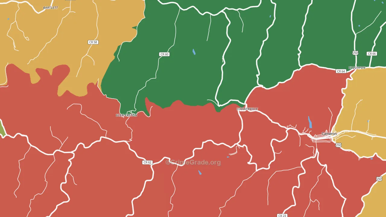 Loudenville, WV Map of Drug-Related Crime Rates