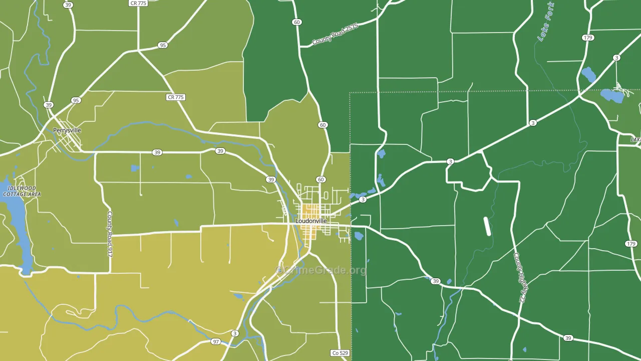 Loudonville, OH Map of Drug-Related Crime Rates