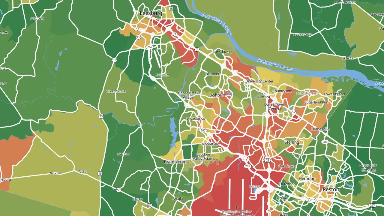 Loudoun County, VA Map of Drug-Related Crime Rates