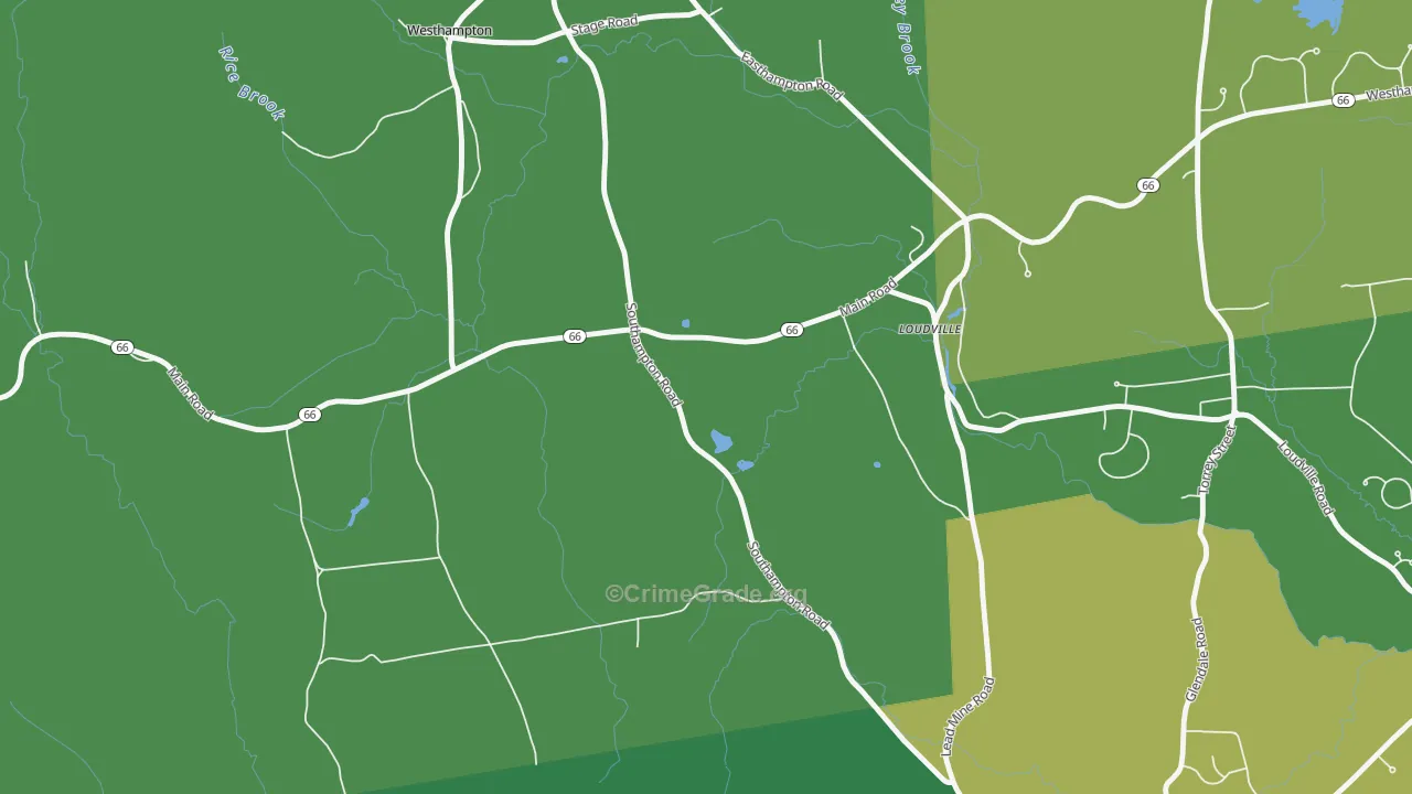 Loudville, MA Map of Drug-Related Crime Rates