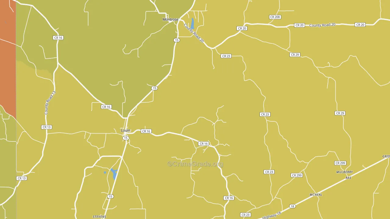 Louin, MS Map of Drug-Related Crime Rates
