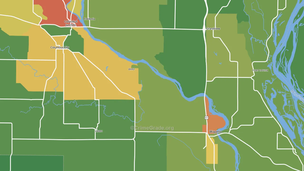 Louisa County, IA Map of Drug-Related Crime Rates