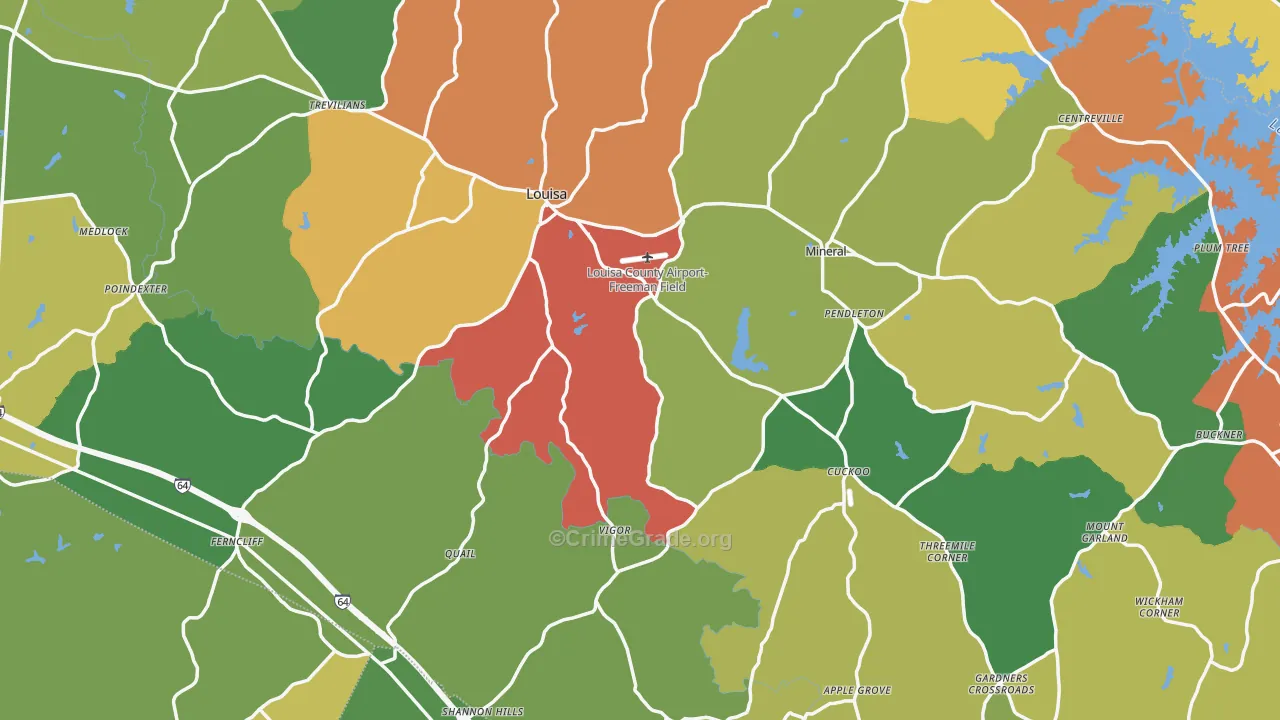 Louisa County, VA Map of Drug-Related Crime Rates