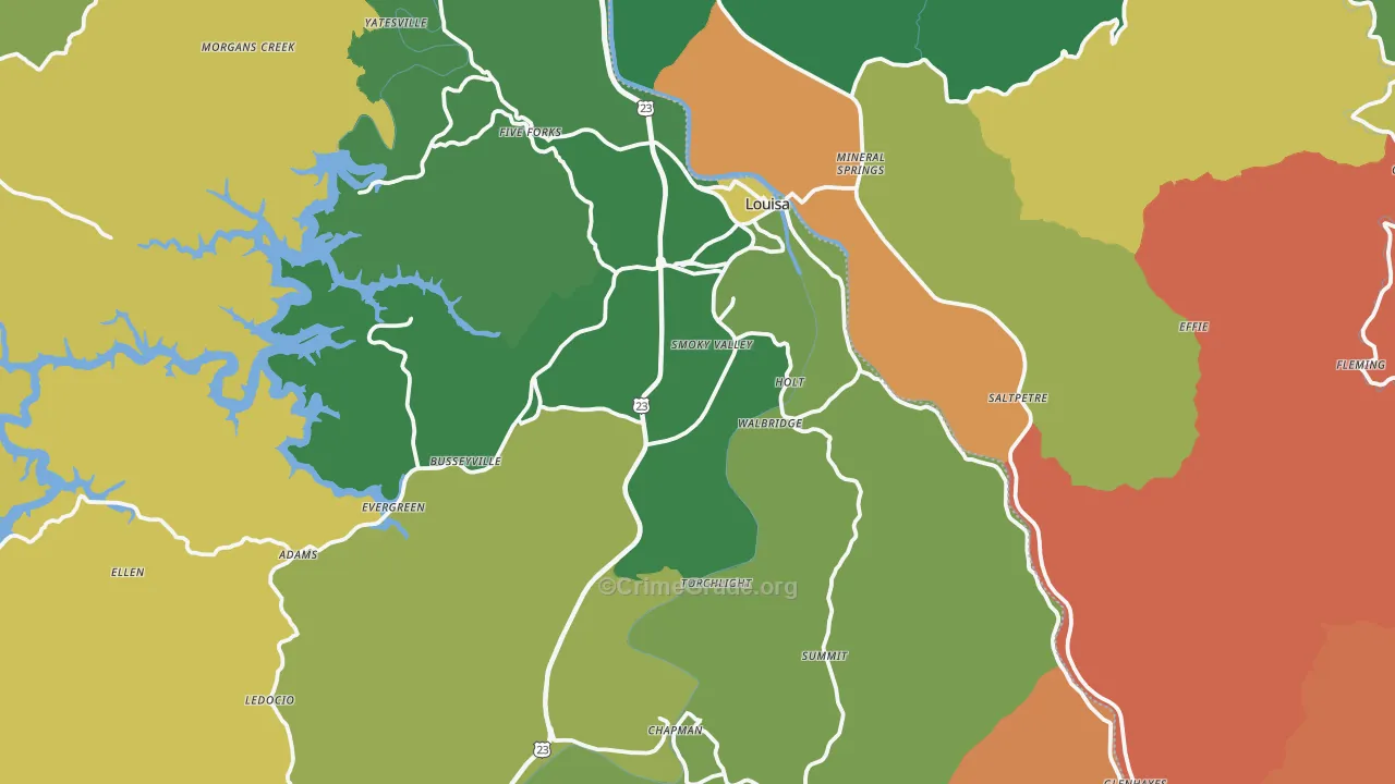 Louisa, KY Map of Drug-Related Crime Rates