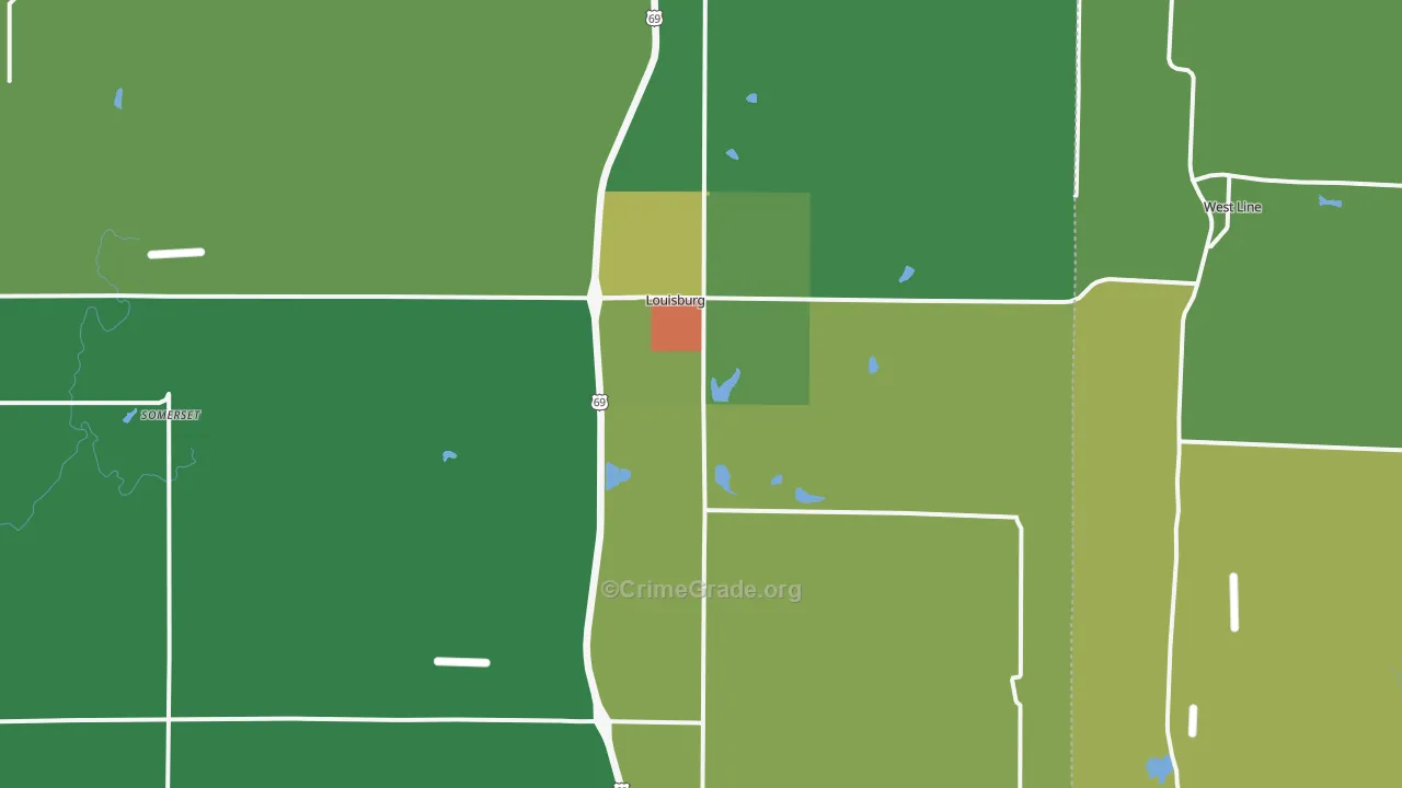 Louisburg, KS Map of Drug-Related Crime Rates