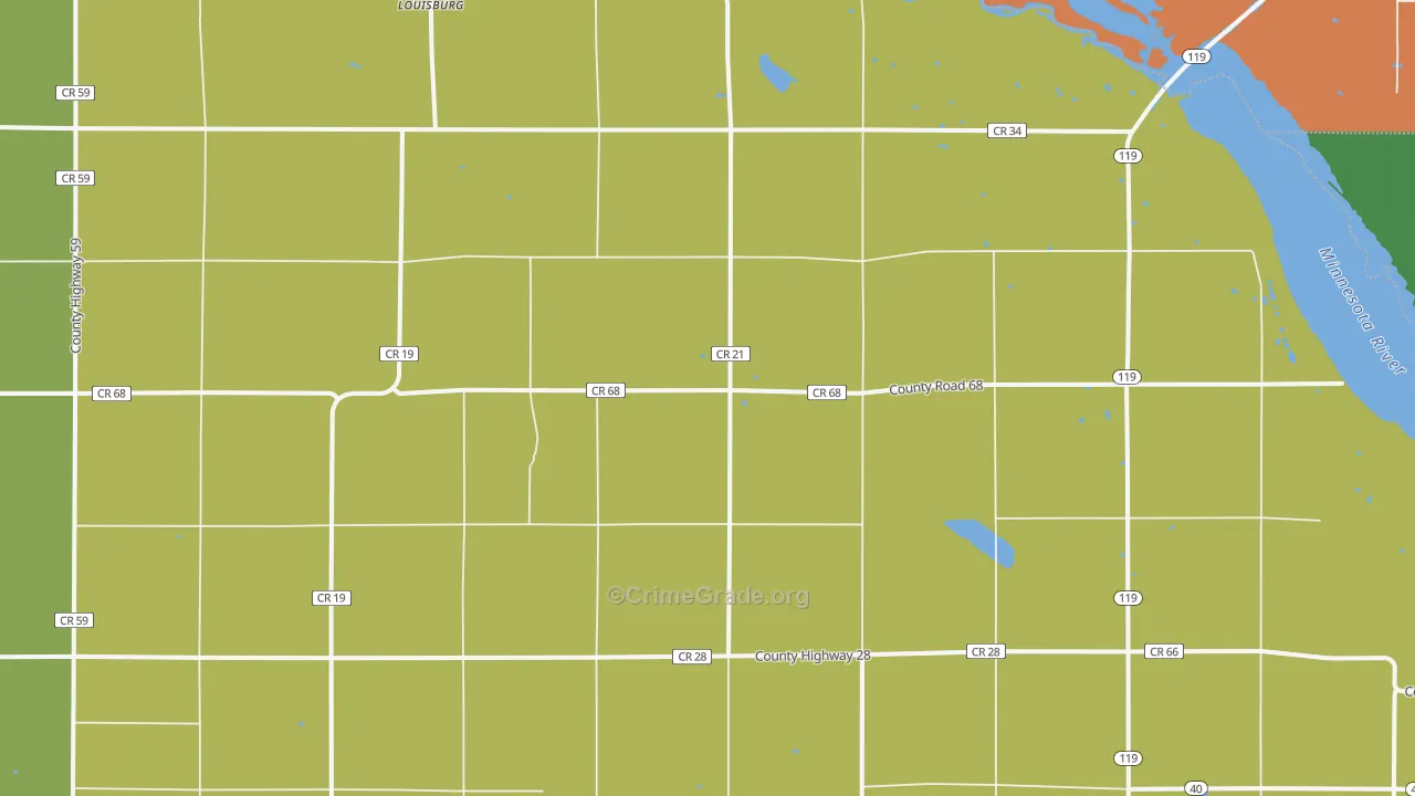Louisburg, MN Map of Drug-Related Crime Rates