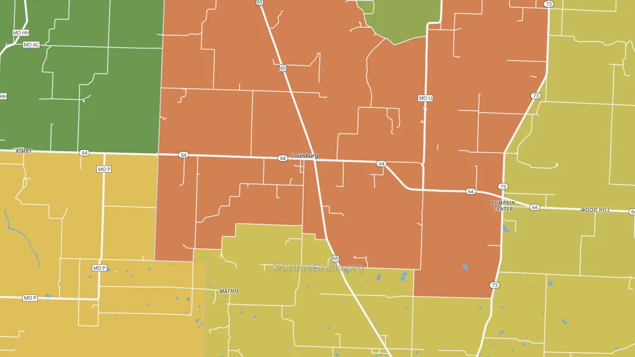 Louisburg, MO Map of Drug-Related Crime Rates