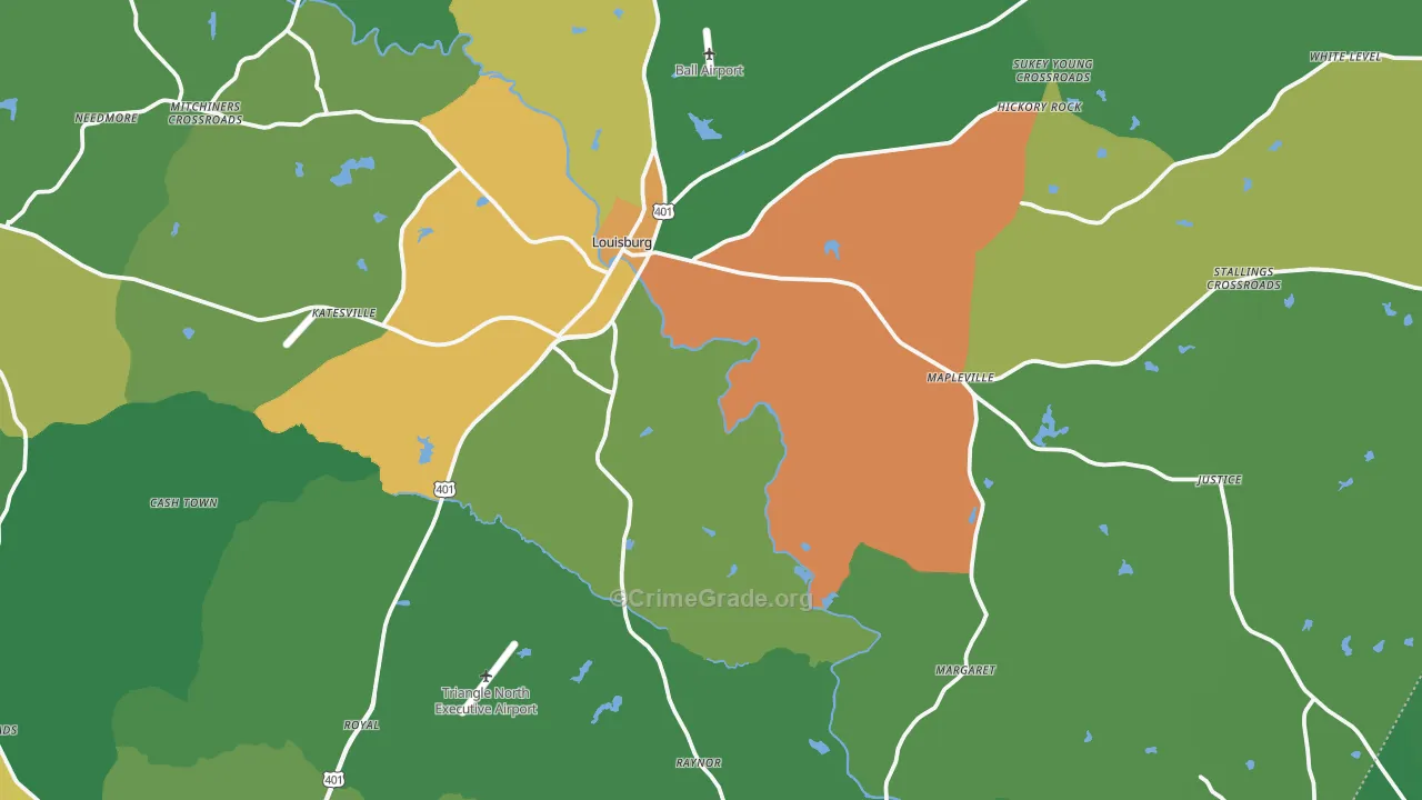 Louisburg, NC Map of Drug-Related Crime Rates