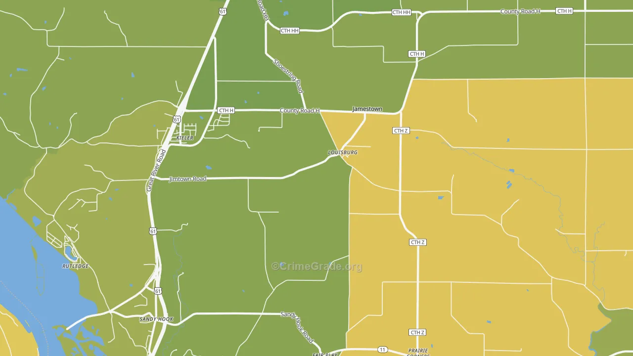Louisburg, WI Map of Drug-Related Crime Rates