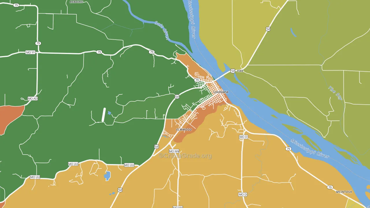 Louisiana, MO Map of Drug-Related Crime Rates
