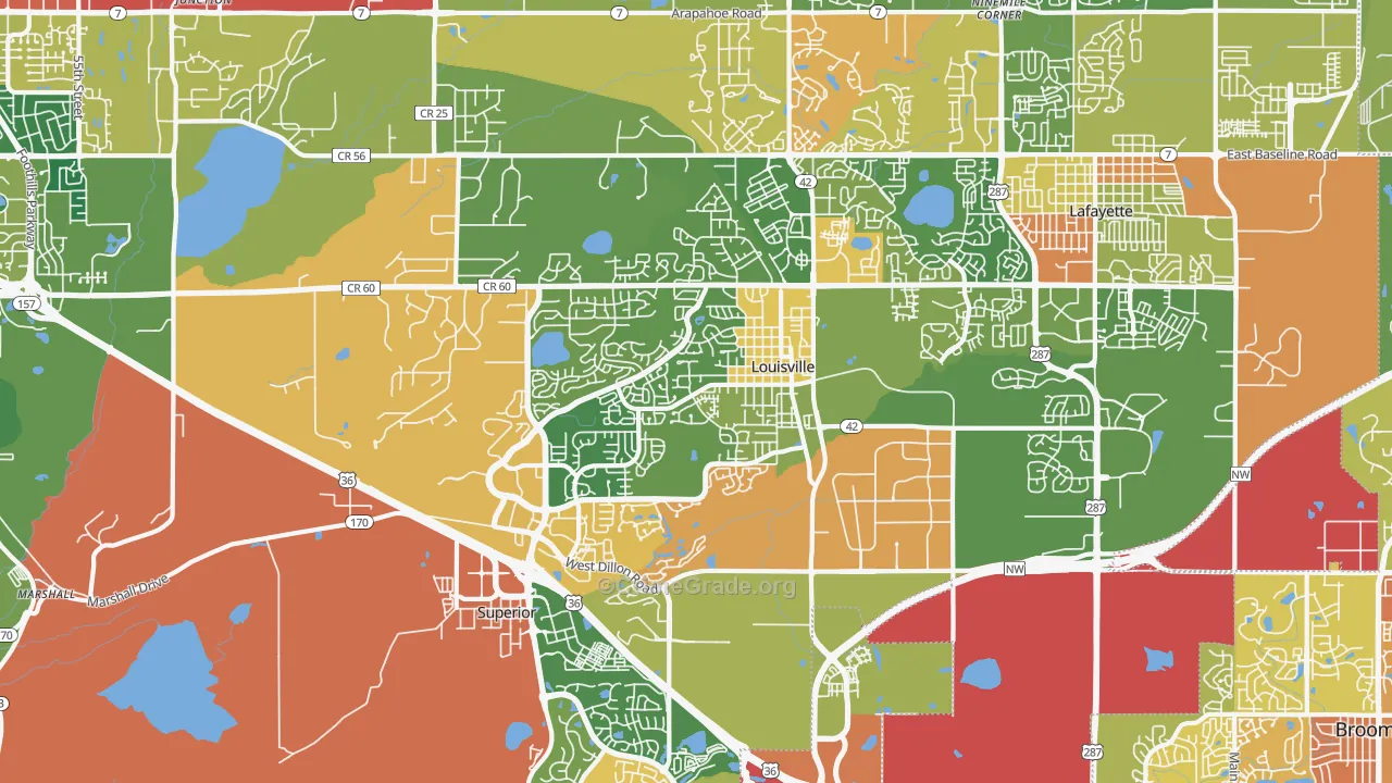 Louisville, CO Map of Drug-Related Crime Rates