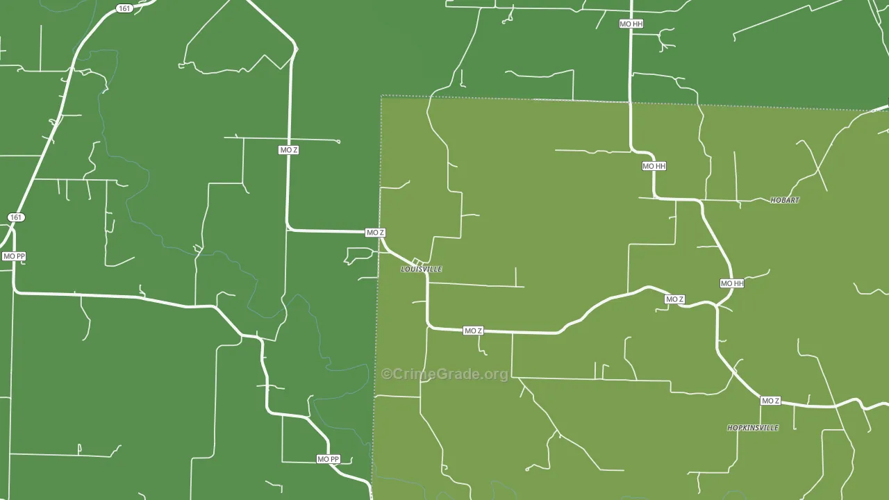 Louisville, MO Map of Drug-Related Crime Rates