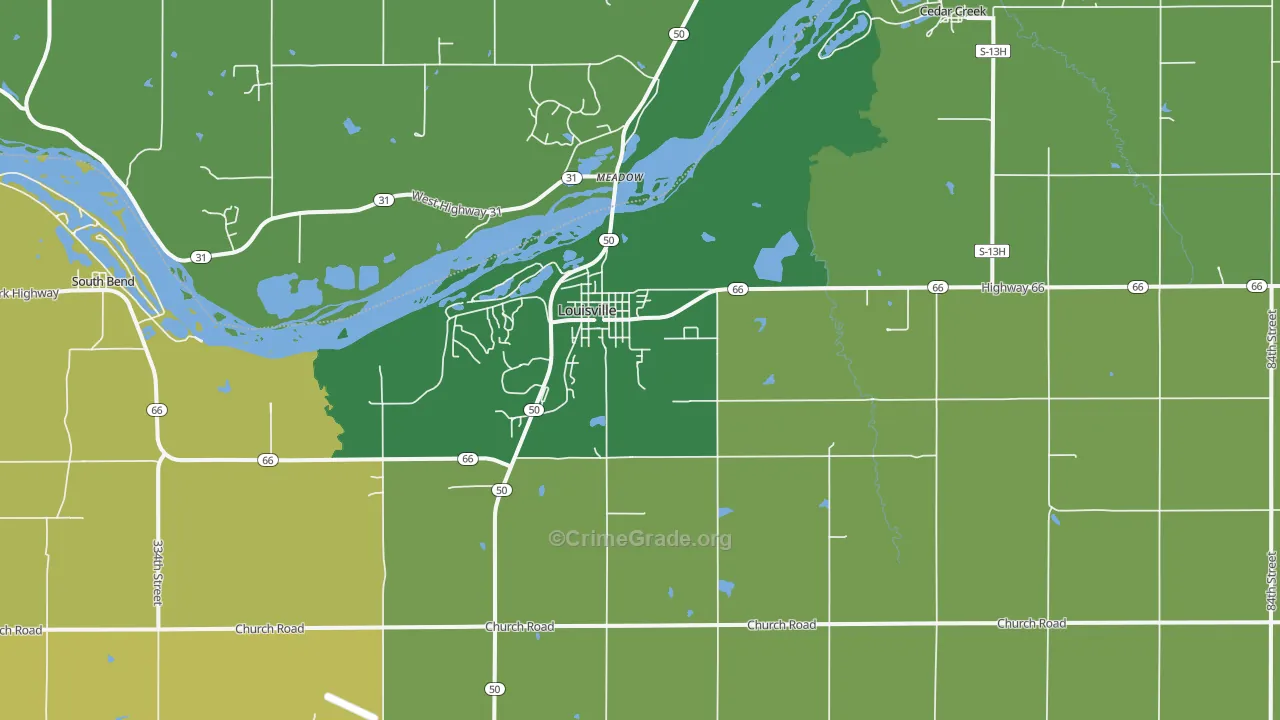 Louisville, NE Map of Drug-Related Crime Rates