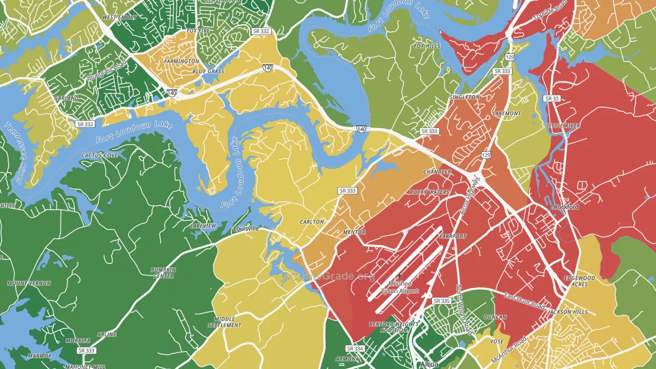 Louisville, TN Map of Drug-Related Crime Rates