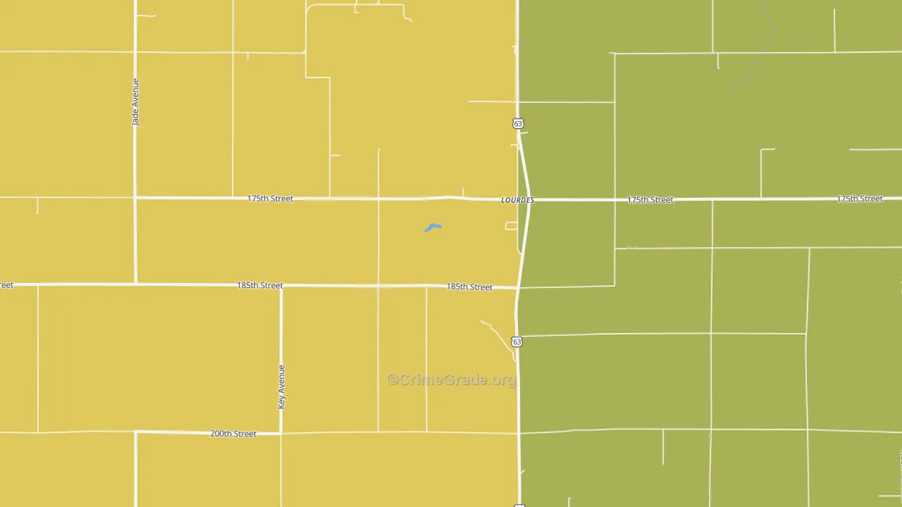 Lourdes, IA Map of Drug-Related Crime Rates
