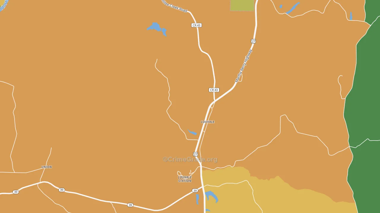 Louvale, GA Map of Drug-Related Crime Rates