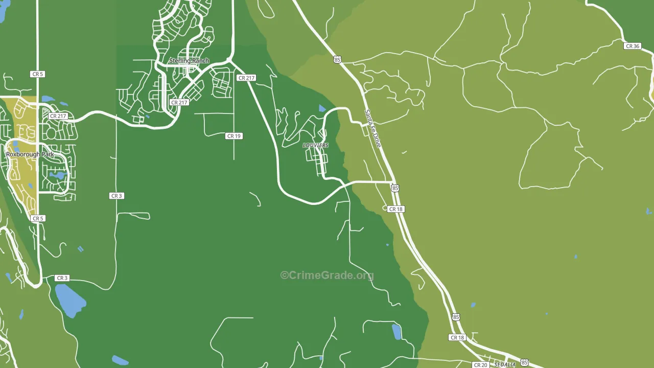 Louviers, CO Map of Drug-Related Crime Rates