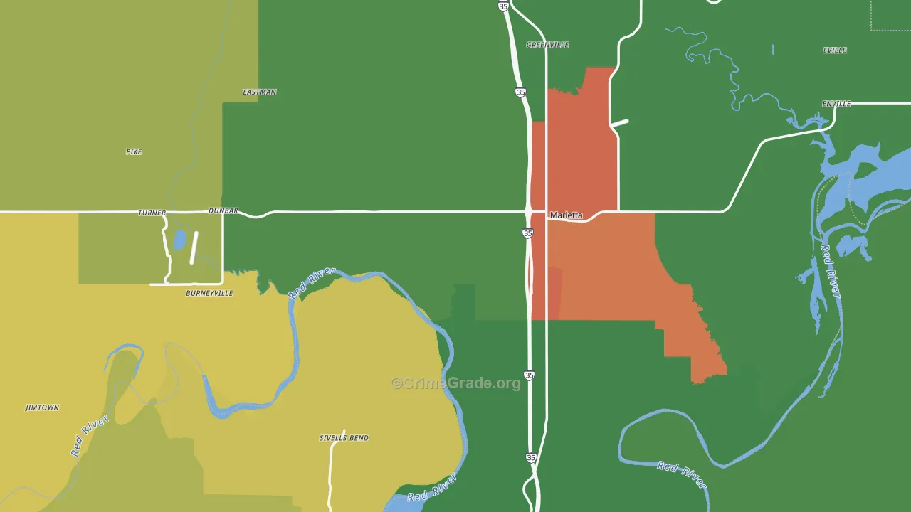 Love County, OK Map of Drug-Related Crime Rates