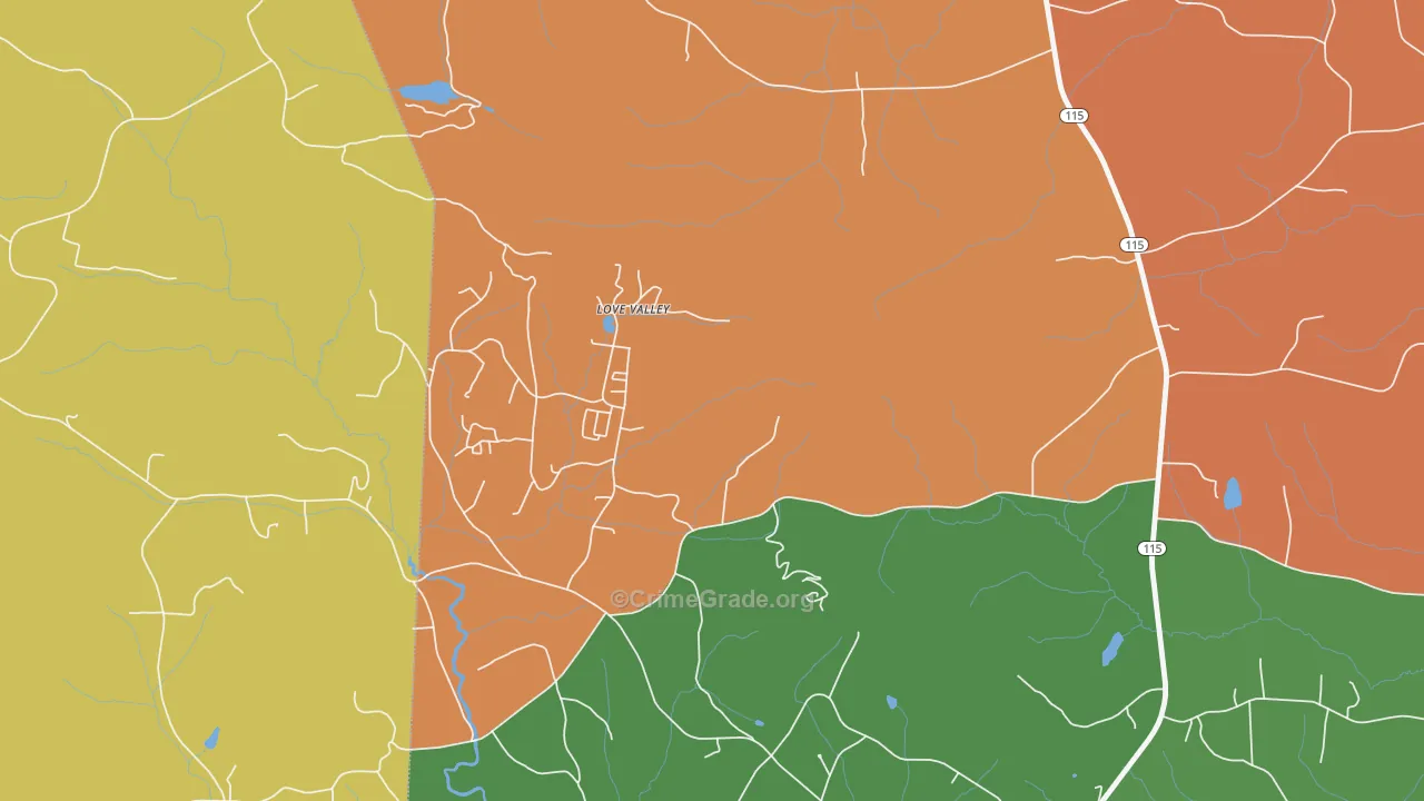 Love Valley, NC Map of Drug-Related Crime Rates