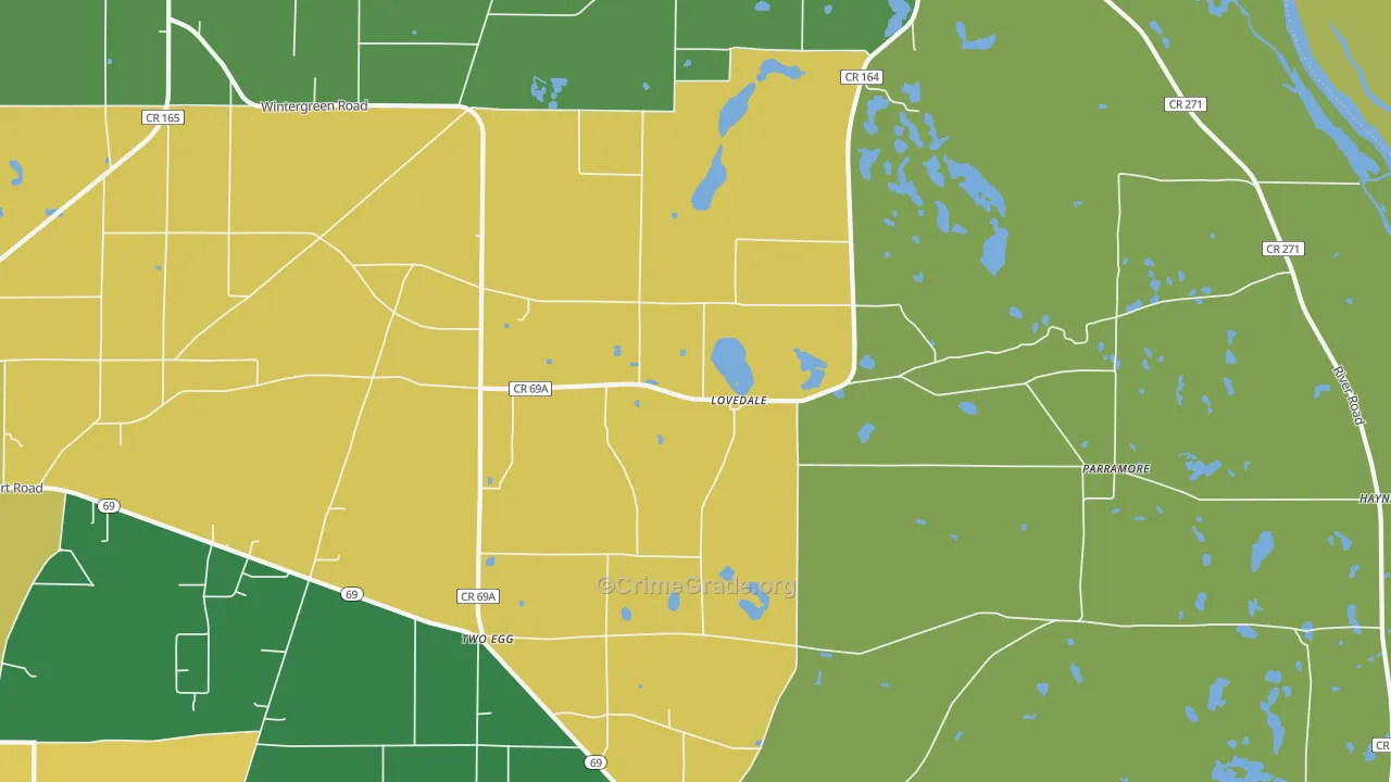 Lovedale, FL Map of Drug-Related Crime Rates