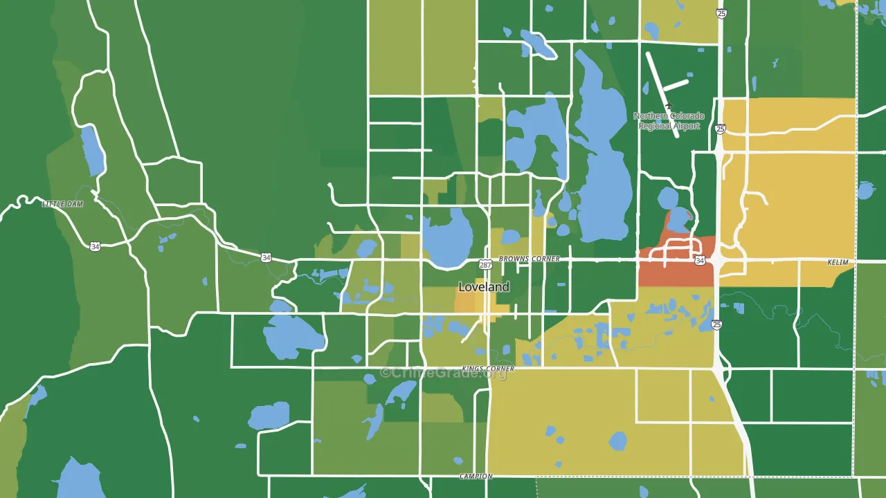 Loveland, CO Map of Drug-Related Crime Rates