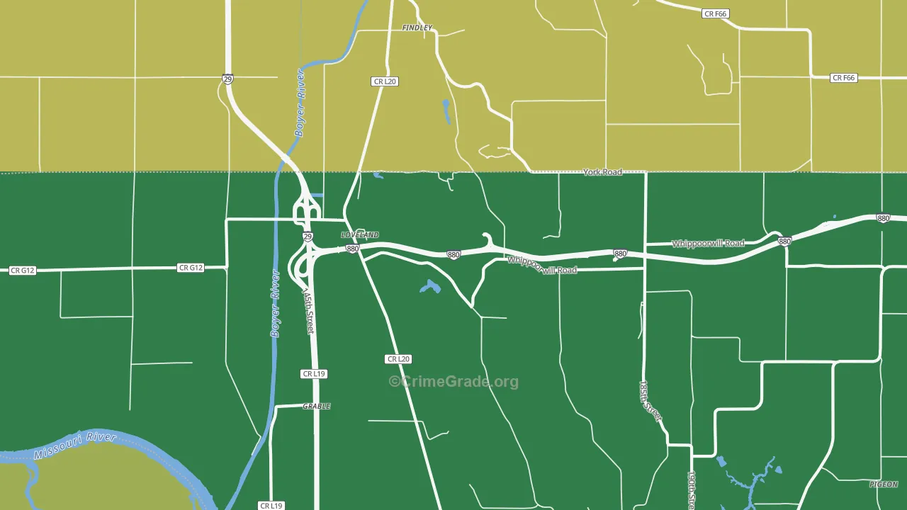 Loveland, IA Map of Drug-Related Crime Rates