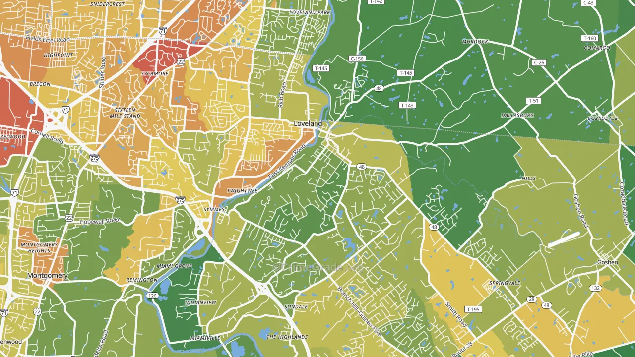 Loveland, OH Map of Drug-Related Crime Rates