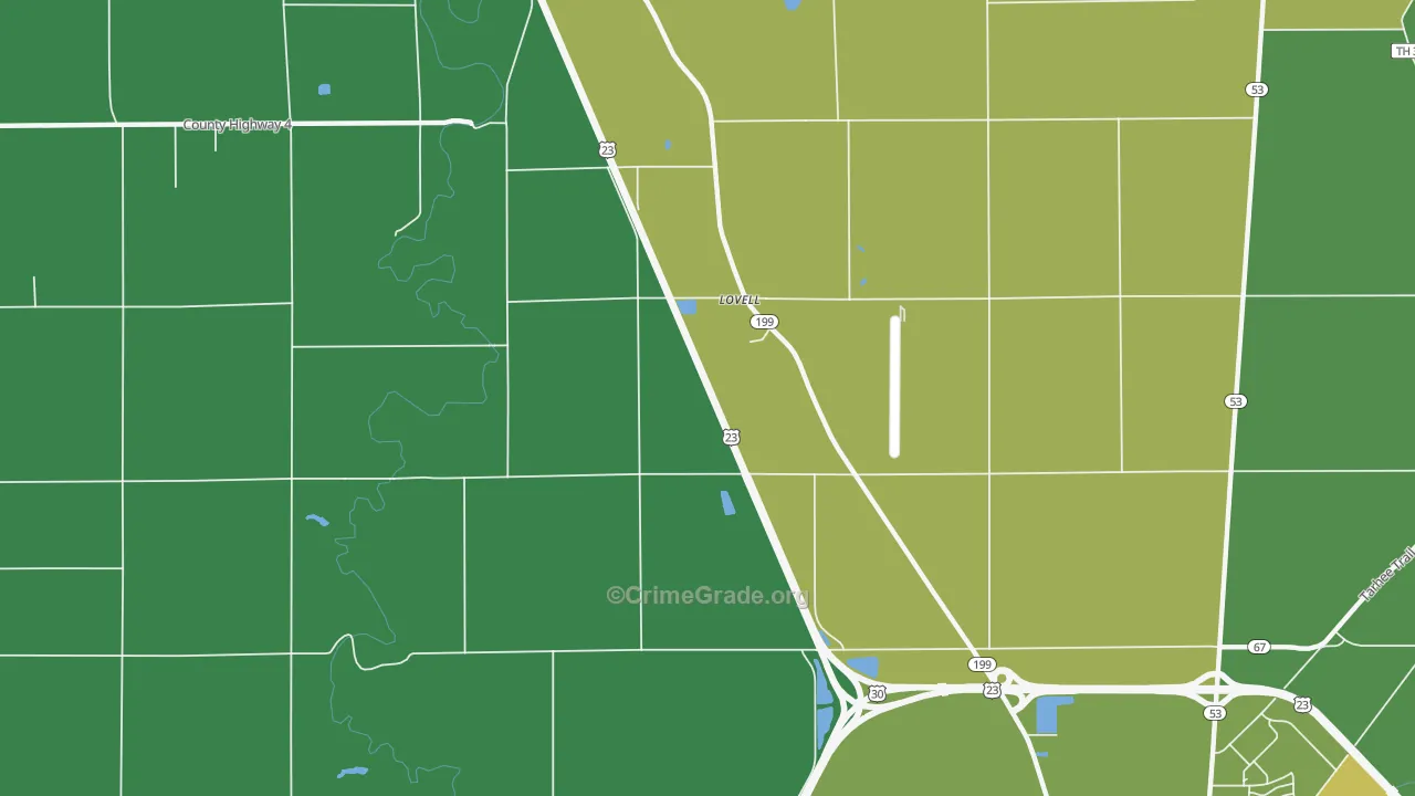 Lovell, OH Map of Drug-Related Crime Rates
