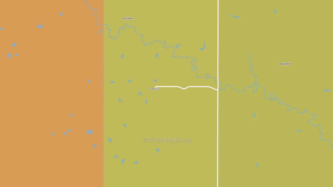 Lovell, OK Map of Drug-Related Crime Rates