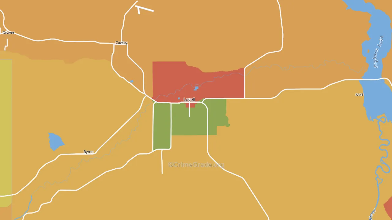 Lovell, WY Map of Drug-Related Crime Rates