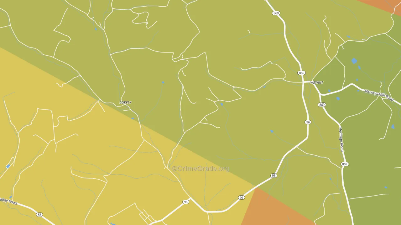 Lovely, PA Map of Drug-Related Crime Rates